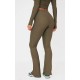 Khaki Cotton High Waist Flared Pants Khaki Cotton High Waist Flared Pants