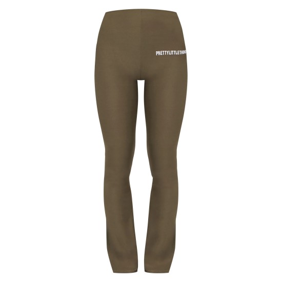 Khaki Cotton High Waist Flared Pants Khaki Cotton High Waist Flared Pants