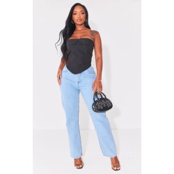 PRETTYLITTLETHING Shape Vintage V Front Waistband Straight Leg Jeans
