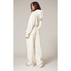 PRETTYLITTLETHING Cream Premium Print Zip Front Hoodie