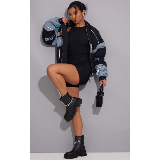 Black Ribbed Racer Neck Unitard Black Ribbed Racer Neck Unitard