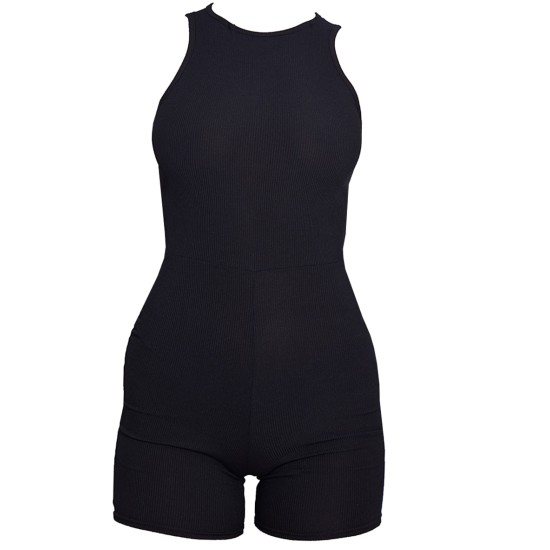 Black Ribbed Racer Neck Unitard Black Ribbed Racer Neck Unitard